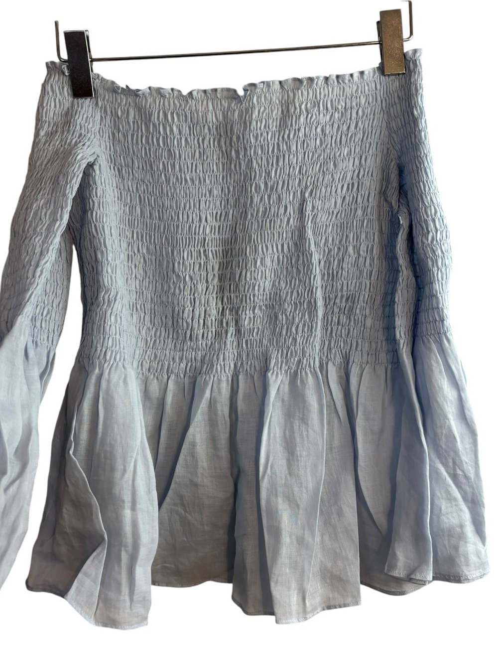 ZARA Off Shoulder Smocked Top blue women’s size L
